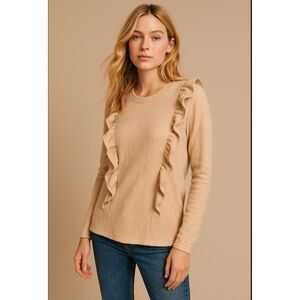 NYTT Sweatshirt Womens Size S Blush Pink Ruffled NWT Revolve Girly Dainty Angel